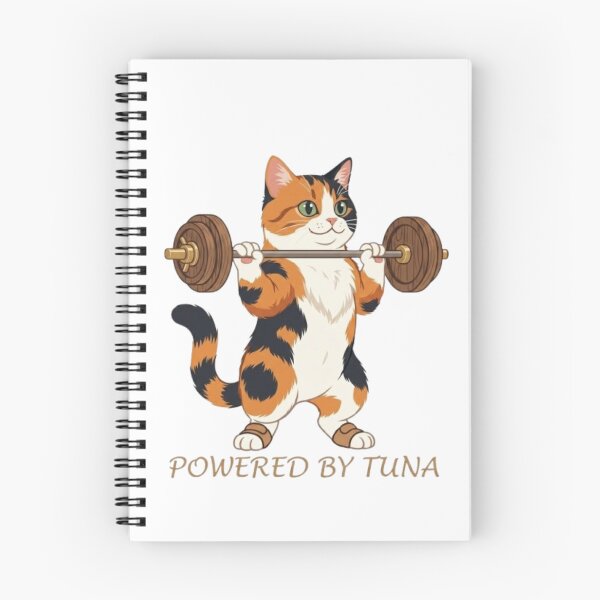 Item preview, Funny Calico Cat Lifting Gold Dumbbells Fitness Illustration designed and sold by Northern Glow Art.