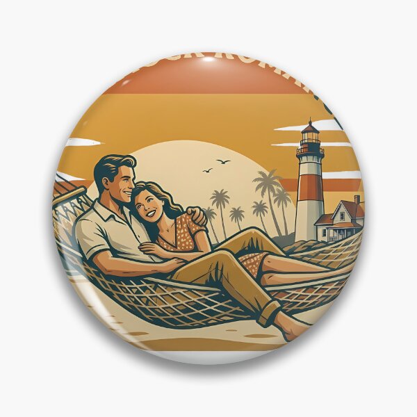 Item preview, Beach Hammock Vintage Beach Vacation Couple designed and sold by OliviaHayesArt.