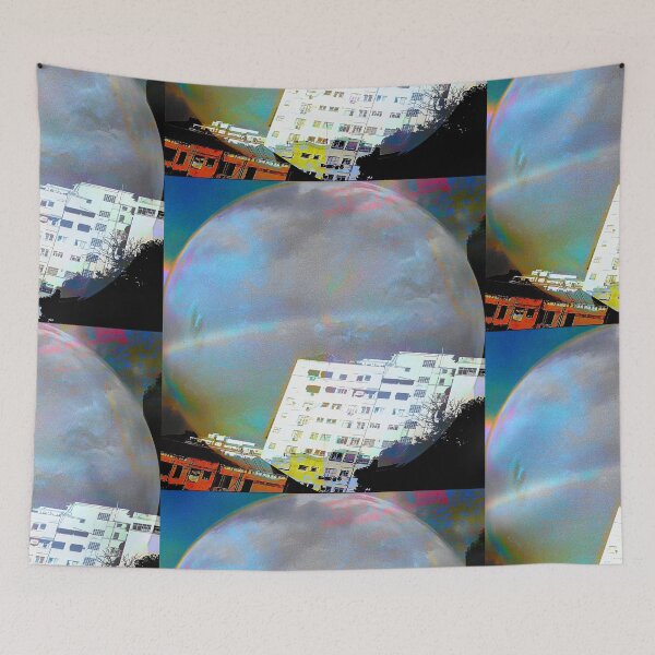 Item preview, Giant Soap Bubble Over City – Surreal Dreamcore Landscape Art designed and sold by MAMA LXXVIII: Art by Marsailhe Milward.