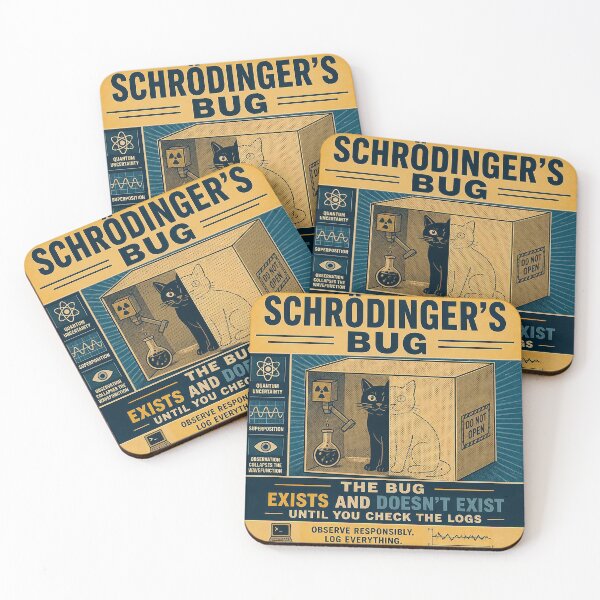 Item preview, The Bug Exists and Doesn't Exist - Funny Schrodinger Developer Shirt designed and sold by Geek Tracy Shop.