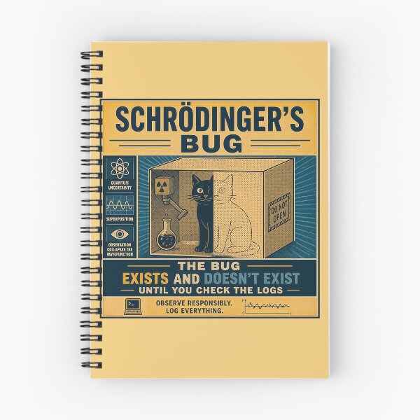 Item preview, The Bug Exists and Doesn't Exist - Funny Schrodinger Developer Shirt designed and sold by Geek Tracy Shop.