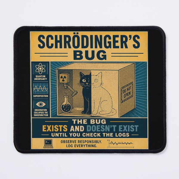 Item preview, The Bug Exists and Doesn't Exist - Funny Schrodinger Developer Shirt designed and sold by Geek Tracy Shop.