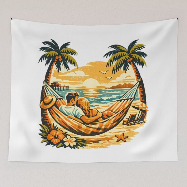 Item preview, Beach Hammock Anniversary Beach Trip Gift for Couples designed and sold by OliviaHayesArt.