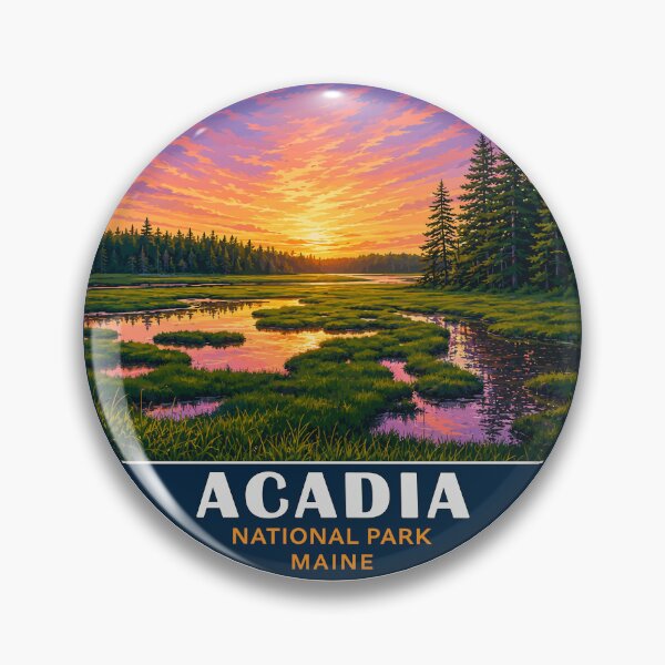 Item preview, Acadia National Park Maine US Retro Badge designed and sold by Gideon Emmerich.