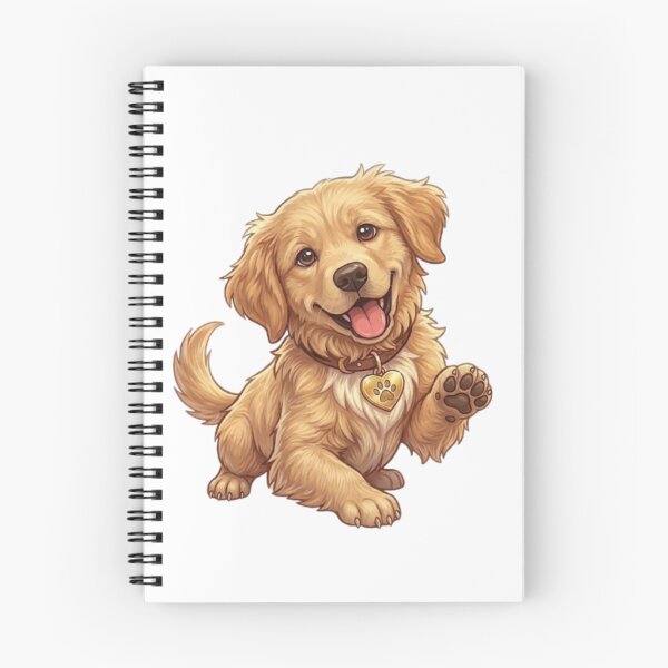 Item preview, Cute Golden Retriever Puppy Waving Paw Illustration designed and sold by Northern Glow Art.