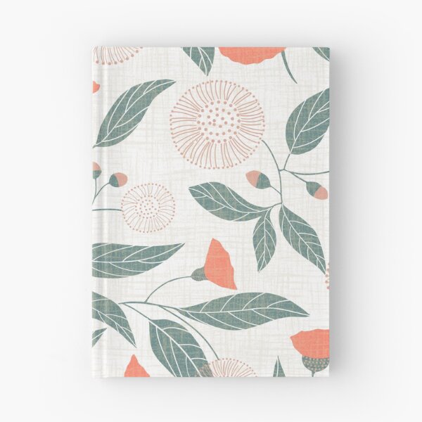 Item preview, Australian gum tree blossoms - linen texture - coral pink teal on white designed and sold by ahahdodo.