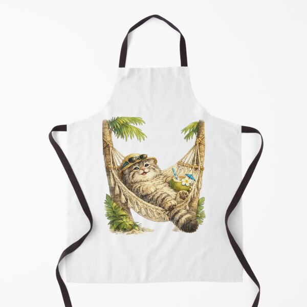 Item preview, Cute Pallas's Cat Relaxing in a Hammock | Tropical Summer Illustration designed and sold by Little Moments Co..