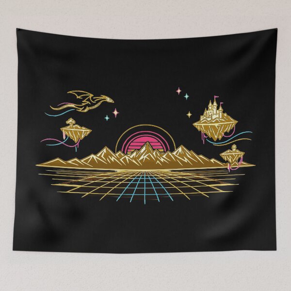 Item preview, Minimalist Synthwave Fantasy Realm Line Art designed and sold by KungPowUnicorn.