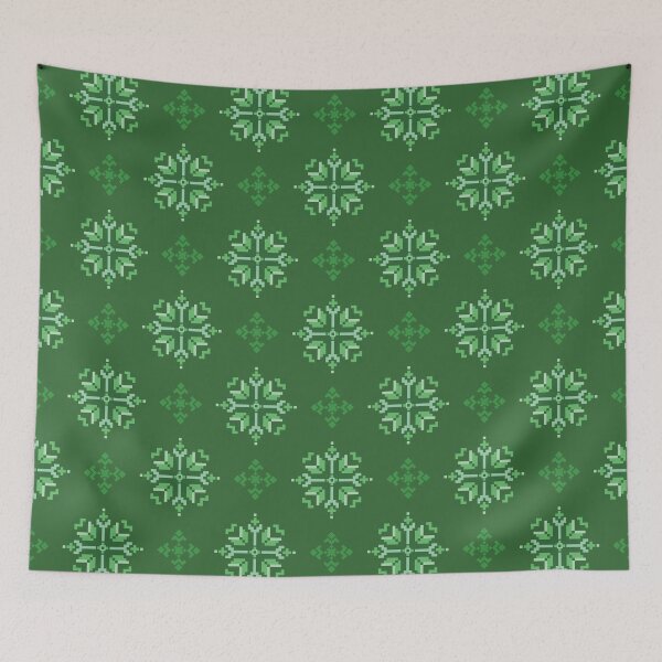 Item preview, Green Pixel Art Snowflake Seamless Pattern designed and sold by PowerAntShop.