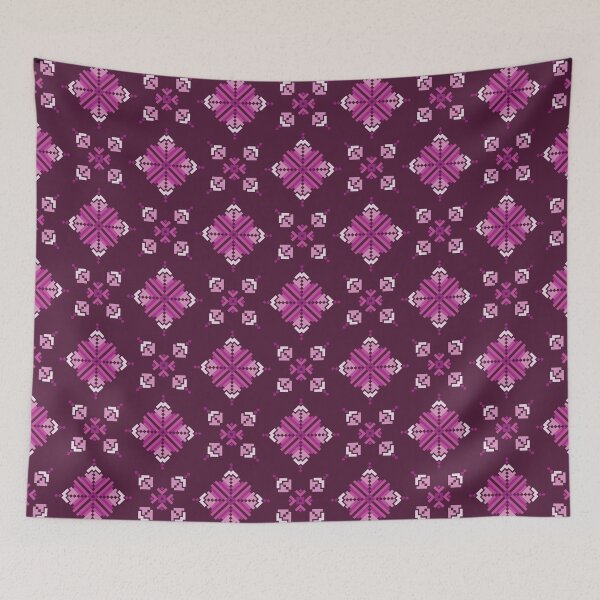 Item preview, Elegant Purple Pixel Floral Seamless Pattern designed and sold by PowerAntShop.