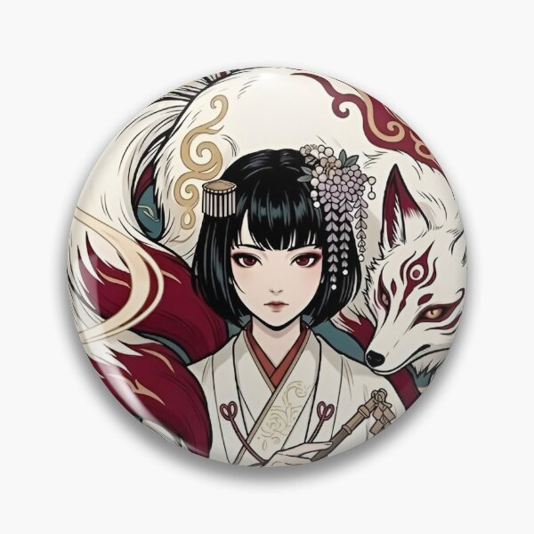Item preview, Nine-Tailed Kitsune Fox Shrine Maiden Art Print | Japanese Yokai Fantasy Wall Art | Mystic Anime Aesthetic Poster designed and sold by Dyan4.