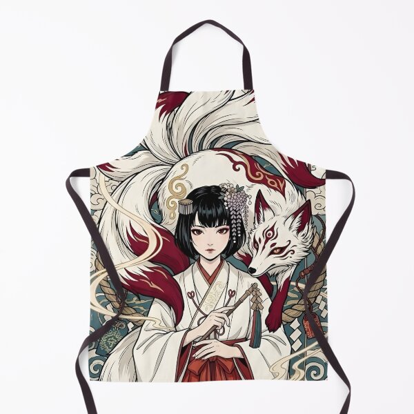 Item preview, Nine-Tailed Kitsune Fox Shrine Maiden Art Print | Japanese Yokai Fantasy Wall Art | Mystic Anime Aesthetic Poster designed and sold by Dyan4.