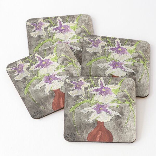 Item preview, Purple Orchids in Rustic Red Vase designed and sold by DenizNasif.