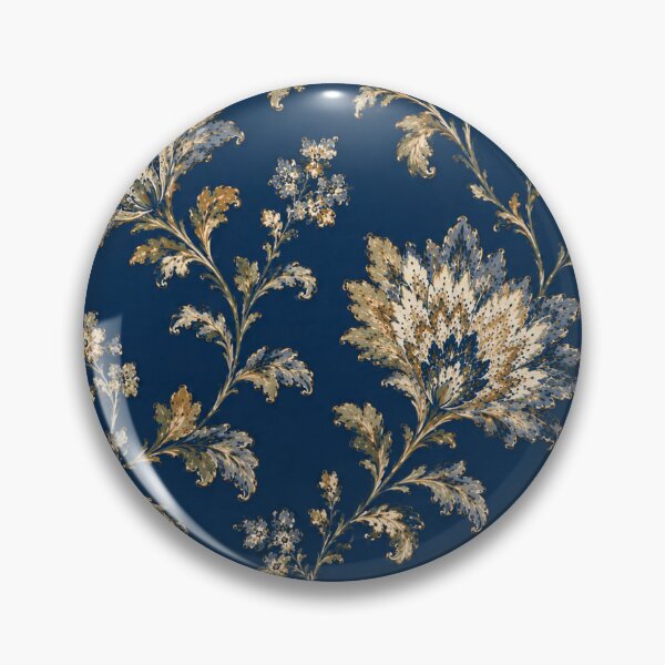 Item preview, Elegant Navy Blue Vintage Floral Damask Pattern designed and sold by PatternFranzy.