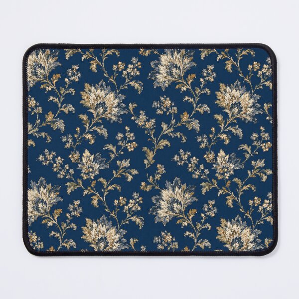 Item preview, Elegant Navy Blue Vintage Floral Damask Pattern designed and sold by PatternFranzy.