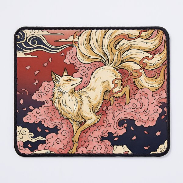 Item preview, Mythical Nine-Tailed Fox Spirit | Japanese Ukiyo-e Inspired Kitsune Art | Celestial Yokai Illustration designed and sold by Dyan4.