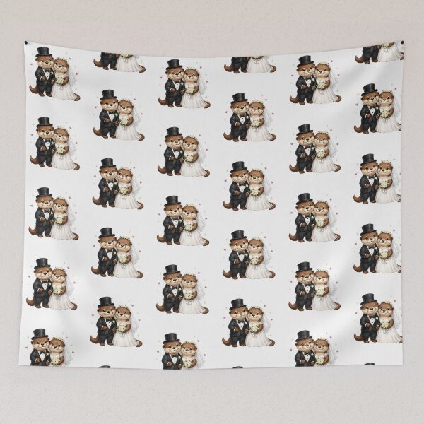 Item preview, Sea Otter Funny Bride and Groom Wedding designed and sold by QuiteOrbit.