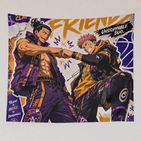 Item preview, Best Friends Streetwear Anime Style | Urban Duo Graffiti Poster | Retro Hip Hop Manga Aesthetic designed and sold by Dyan4.