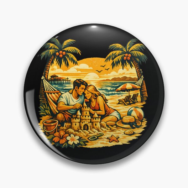 Item preview, Sandcastle Memories Vintage Beach Vacation Couple designed and sold by OliviaHayesArt.