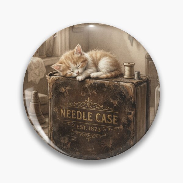 Item preview, Tiny Kitten on a Giant Vintage Leather Needle Case Miniature Illustration designed and sold by DuckOddity.