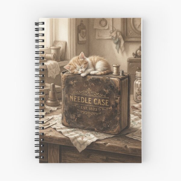 Item preview, Tiny Kitten on a Giant Vintage Leather Needle Case Miniature Illustration designed and sold by DuckOddity.