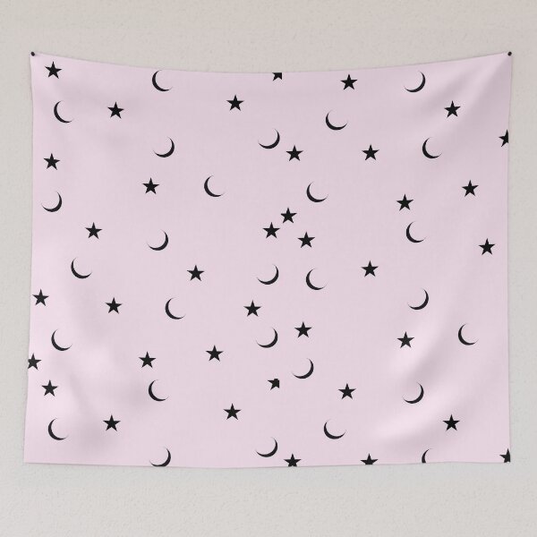 Item preview, Pastel Pink Moon and Stars Seamless Pattern designed and sold by Asmaa Abdul-Azim.