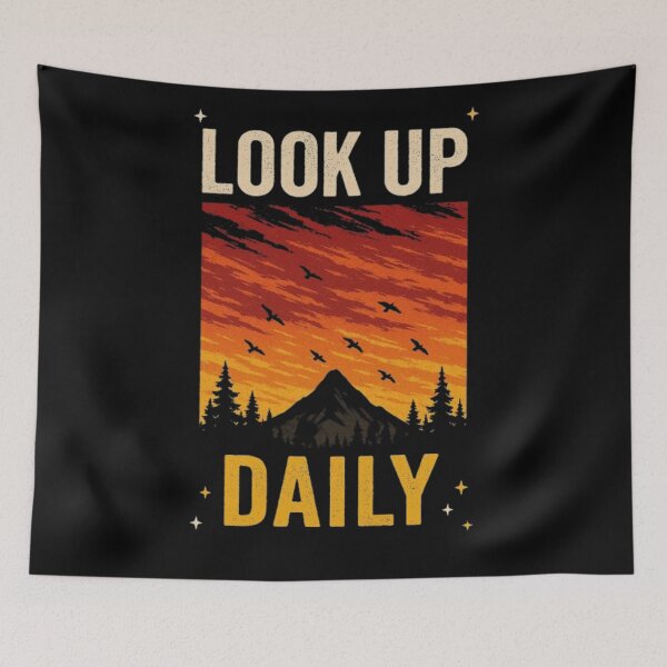 Item preview, Look Up Daily Funny Nature Sunset Mountain Outdoor Hiker T-Shirt designed and sold by HopeAndHustle.
