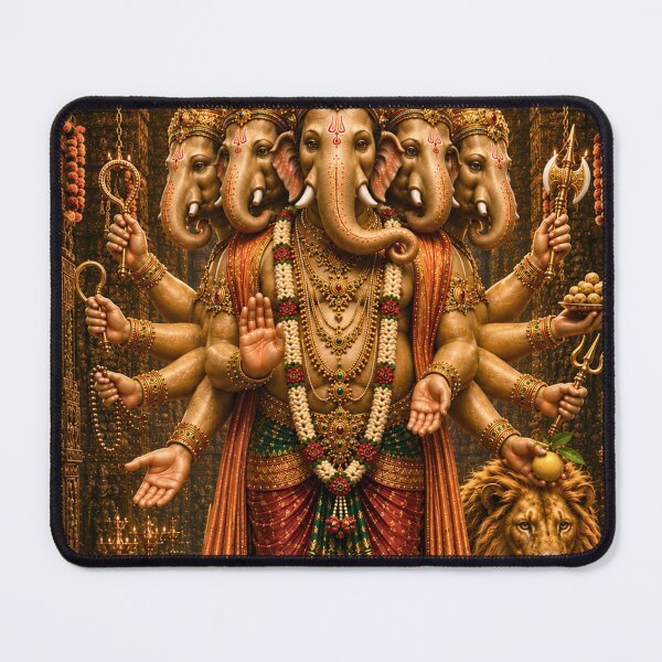 Item preview, Heramba Ganapati – The Five-Faced Protector | Museum-Quality Sacred Hindu Wall Art designed and sold by Homyar.