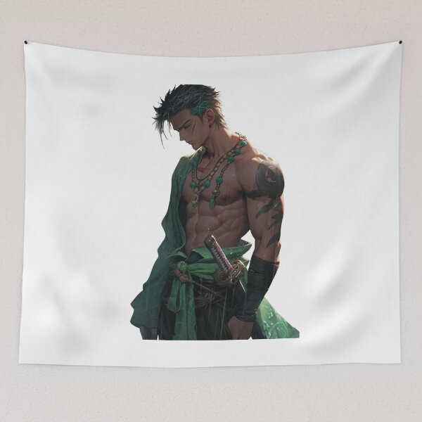 Item preview, Emerald Ronin Warrior - Dark Fantasy Anime Inspired Swordsman Art designed and sold by ZyloPrints.