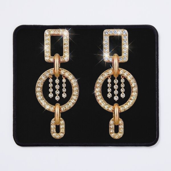 Item preview, Glamorous Gold and Diamond Chandelier Earrings designed and sold by Trans4med.