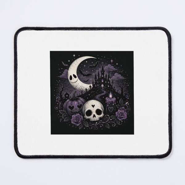 Item preview, Spooky Gothic Halloween Moon | Skull, Haunted Castle & Purple Pumpkin designed and sold by Moonlight Studio.