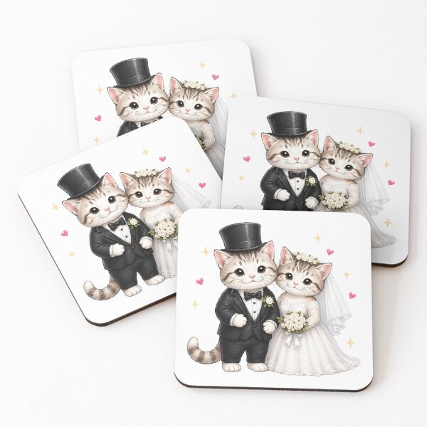 Item preview, Cute Cats Bride and Groom Wedding designed and sold by QuiteOrbit.
