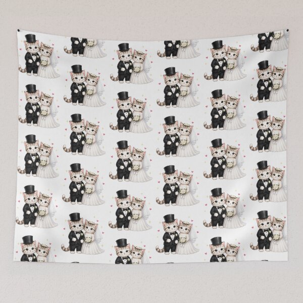 Item preview, Cute Cats Bride and Groom Wedding designed and sold by QuiteOrbit.