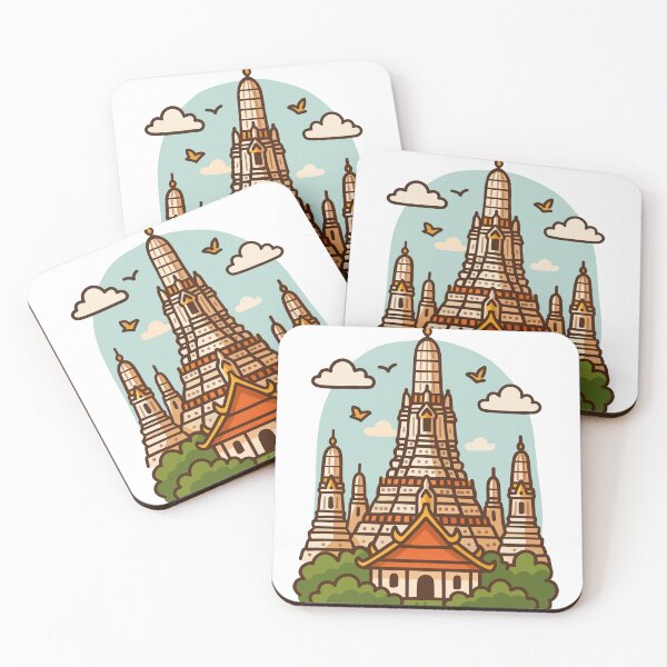 Item preview, Cute Cartoon temple in Thailand designed and sold by SoSoSeahorse.