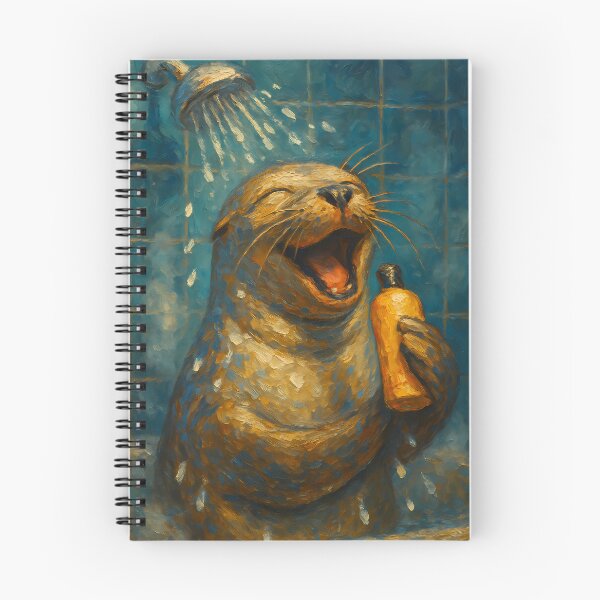 Item preview, Abstract Painting of Singing Seal Shower | Whimsical Cute Marine Animal Illustration | Colorful Modern Bathroom Wall Art Print designed and sold by PaintedPixels01.