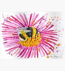 Bumble bee and flower Poster