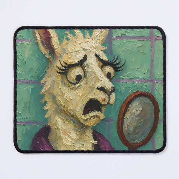 Item preview, Abstract Painting of Llama's Beauty Dilemma | Whimsical Cute Llama Illustration | Colorful Modern Animal Wall Art Print designed and sold by PaintedPixels01.