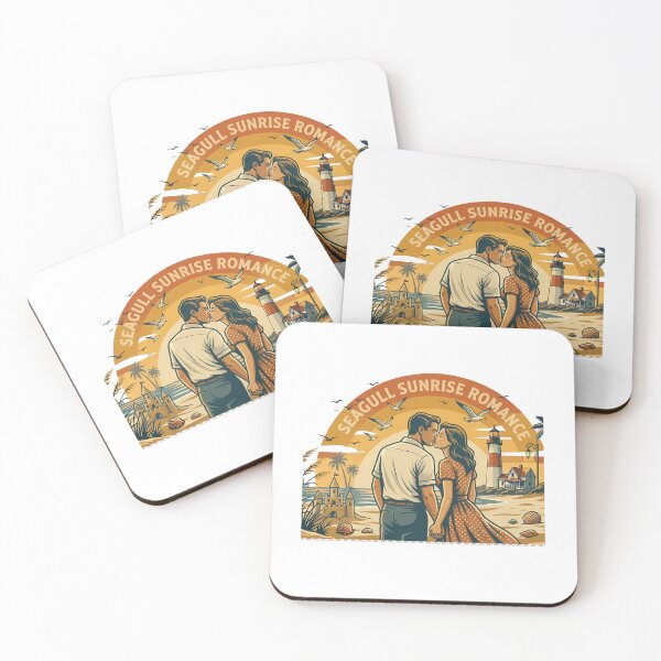 Item preview, Seagull Sunrise Vintage Beach Vacation Couple designed and sold by OliviaHayesArt.