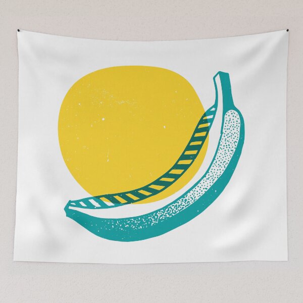 Item preview, Blue banana on yellow circle designed and sold by pixel_werk.
