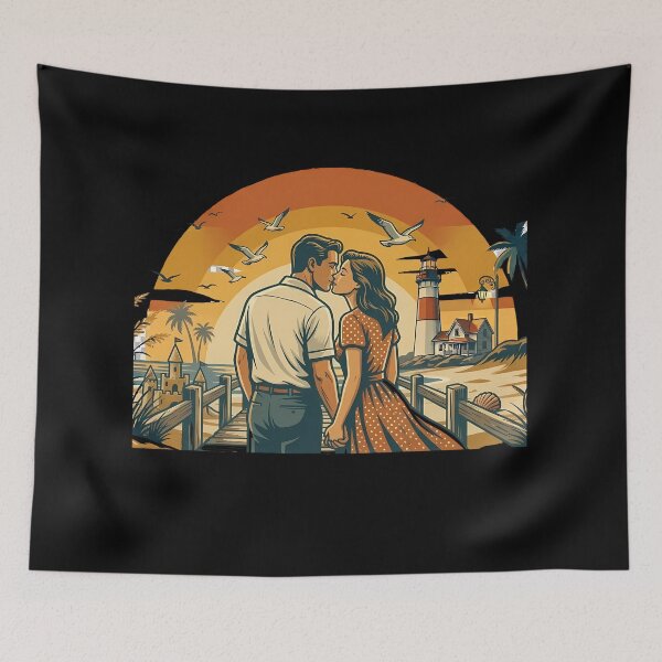 Item preview, Dune Path Vintage Beach Vacation Couple Shirt designed and sold by OliviaHayesArt.