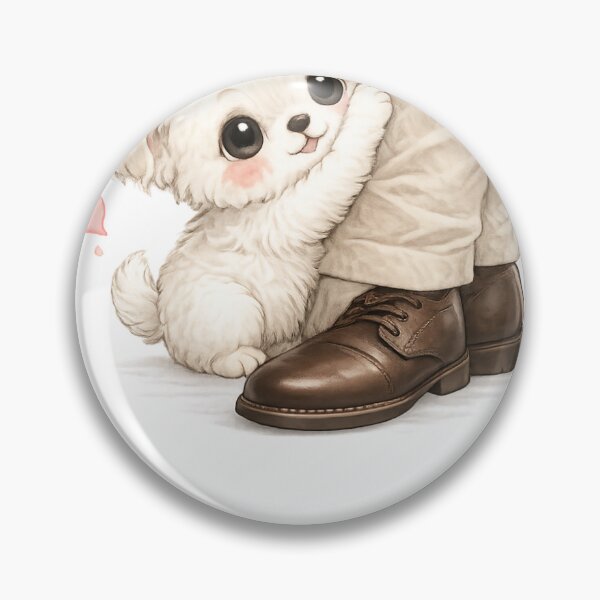 Item preview, Together | Clingy Cute White Puppy Kawaii Dog Illustration designed and sold by ArtPrintPov.