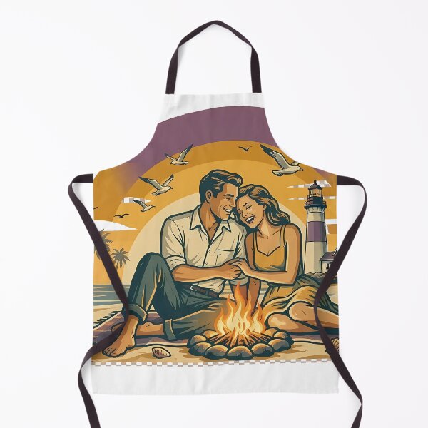 Item preview, Bonfire Evening Vintage Beach Vacation Couple designed and sold by OliviaHayesArt.
