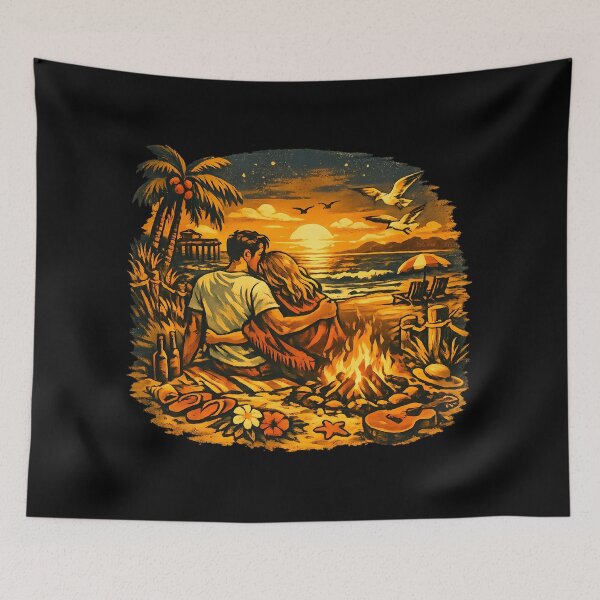 Item preview, Bonfire Evening Anniversary Beach Trip Gift for Couples designed and sold by OliviaHayesArt.