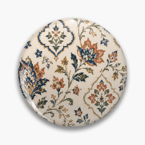Item preview, Elegant Vintage Floral Damask Pattern in Blue and Terracotta designed and sold by PatternFranzy.