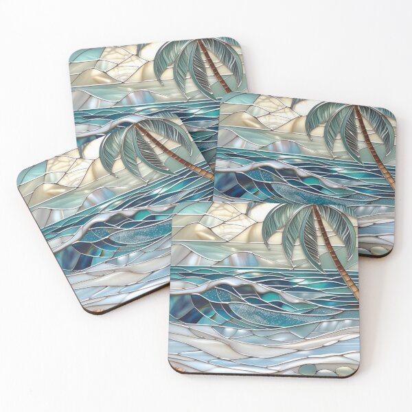 Item preview, Tropical beach in a dreamy stained-glass window designed and sold by BriSher.