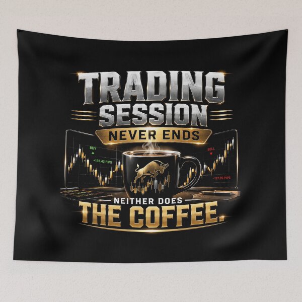 Item preview, Trading Session Never Ends Neither Does the Coffee Forex Trader Design designed and sold by PipForgeStudio .