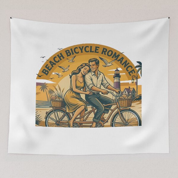 Item preview, Beach Bicycle Vintage Beach Vacation Couple designed and sold by OliviaHayesArt.