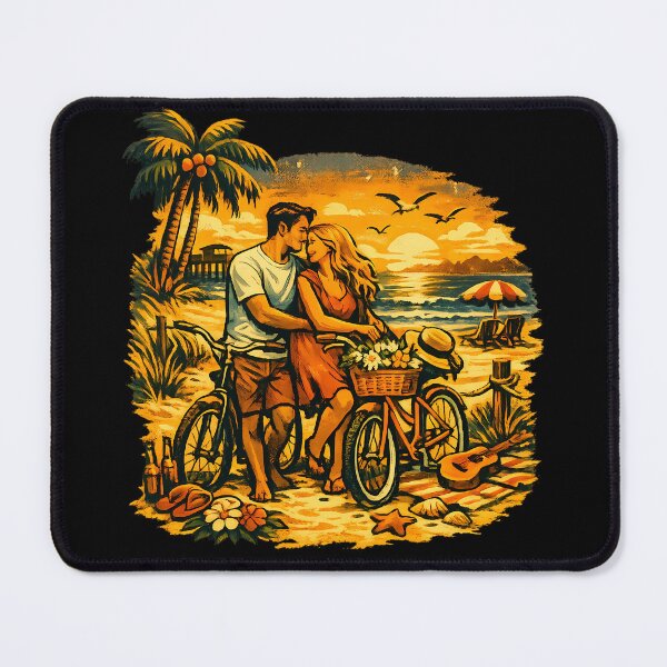 Item preview, Beach Bicycle Anniversary Beach Trip Gift for Couples designed and sold by OliviaHayesArt.