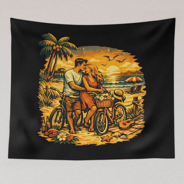 Item preview, Beach Bicycle Anniversary Beach Trip Gift for Couples designed and sold by OliviaHayesArt.