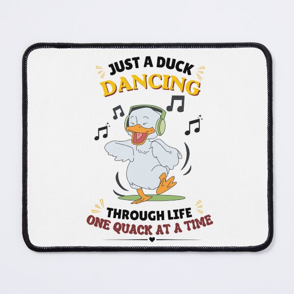 Item preview, A joyful cartoon duck dances with headphones and musical notes, paired with the playful phrase ‘DANCING ONE QUACK AT A TIME. designed and sold by Twinkz31.